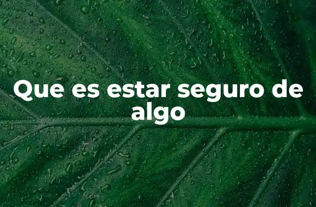 Que es Estar Seguro de Algo