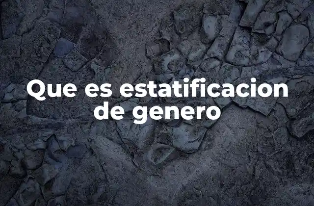 Que es Estatificacion de Genero