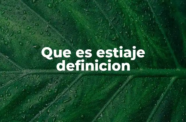 Que es Estiaje Definicion