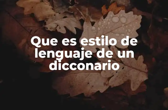 Que es Estilo de Lenguaje de un Dicconario