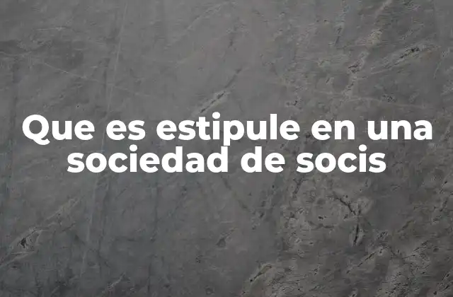 Que es Estipule en una Sociedad de Socis