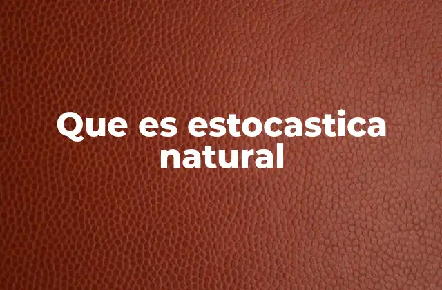 Que es Estocastica Natural