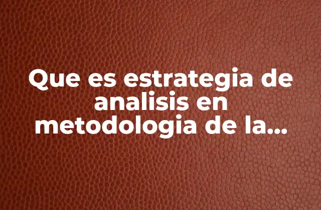 Que es Estrategia de Analisis en Metodologia de la Investigacion