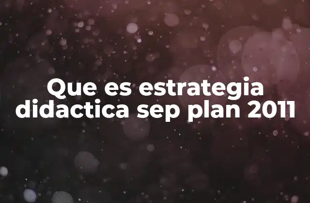Que es Estrategia Didactica Sep Plan 2011