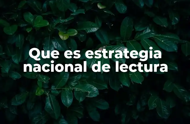 Que es Estrategia Nacional de Lectura