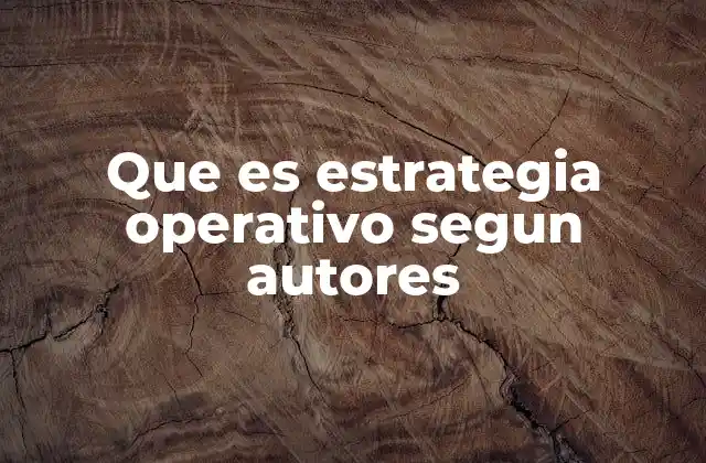 Que es Estrategia Operativo Segun Autores