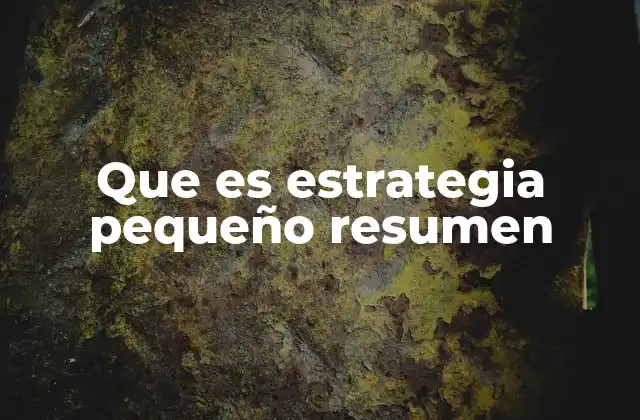 Que es Estrategia Pequeño Resumen