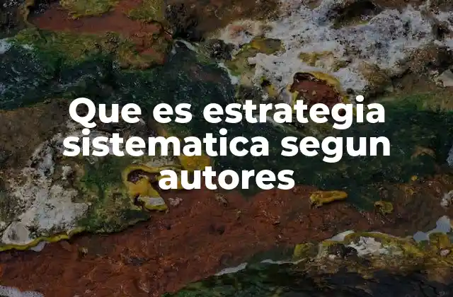 Que es Estrategia Sistematica Segun Autores