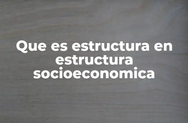 Que es Estructura en Estructura Socioeconomica