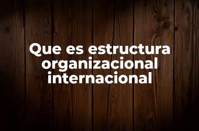 Que es Estructura Organizacional Internacional