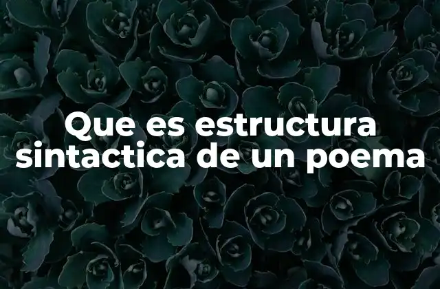 Que es Estructura Sintactica de un Poema