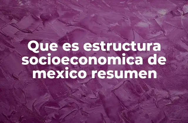 Que es Estructura Socioeconomica de Mexico Resumen