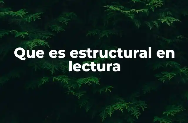 Que es Estructural en Lectura