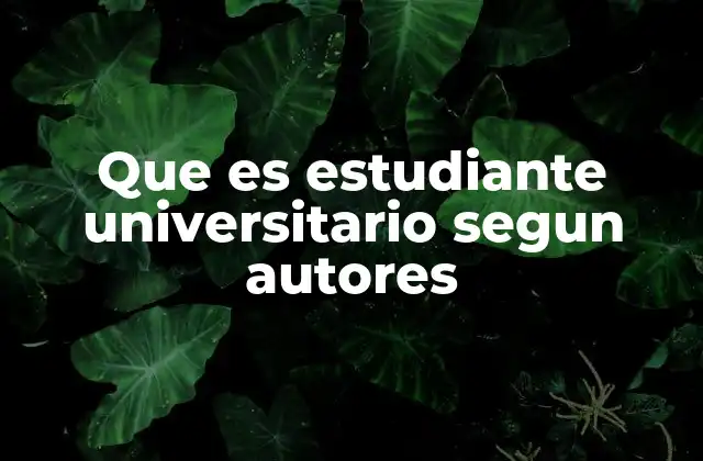 Que es Estudiante Universitario Segun Autores