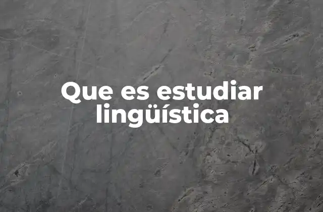 Que es Estudiar Lingüística