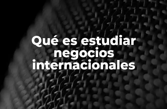 Qué es Estudiar Negocios Internacionales