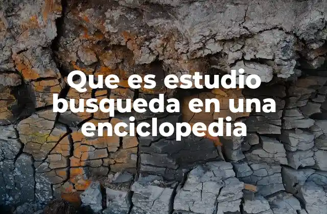 Que es Estudio Busqueda en una Enciclopedia