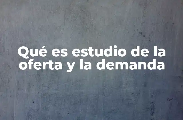 Qué es Estudio de la Oferta y la Demanda