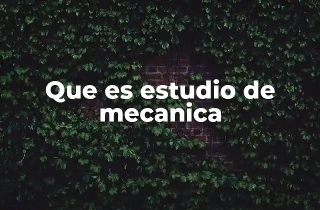 Que es Estudio de Mecanica