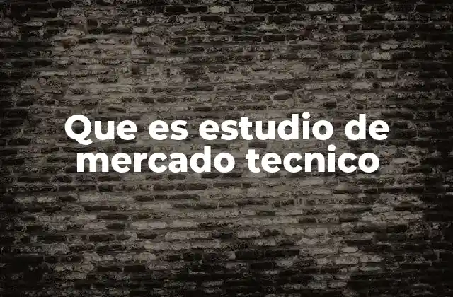 Que es Estudio de Mercado Tecnico