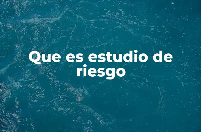 Que es Estudio de Riesgo