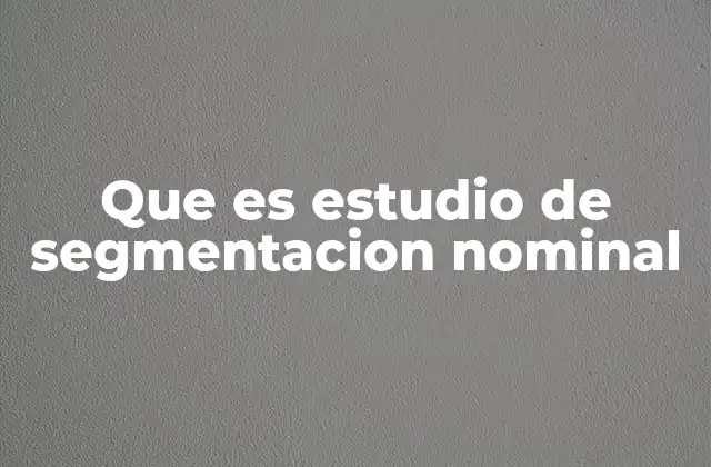 Que es Estudio de Segmentacion Nominal