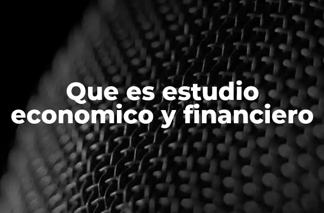 Que es Estudio Economico y Financiero