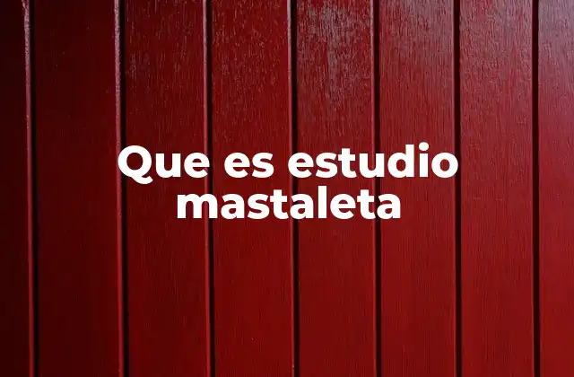 Que es Estudio Mastaleta