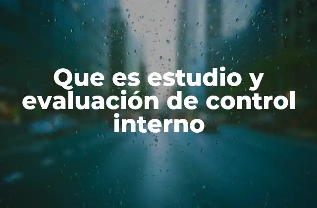 Que es Estudio y Evaluación de Control Interno