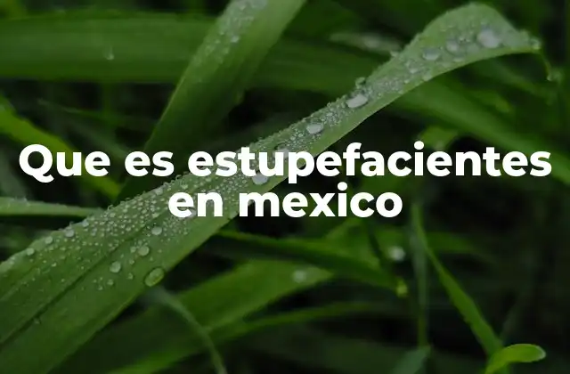 Que es Estupefacientes en Mexico