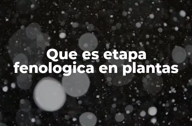 Que es Etapa Fenologica en Plantas
