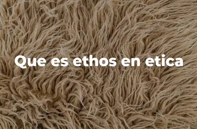Que es Ethos en Etica