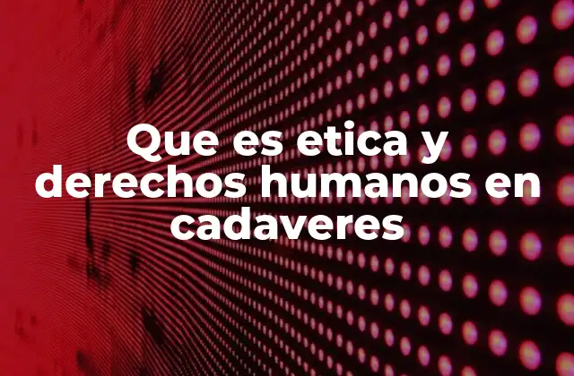 Que es Etica y Derechos Humanos en Cadaveres