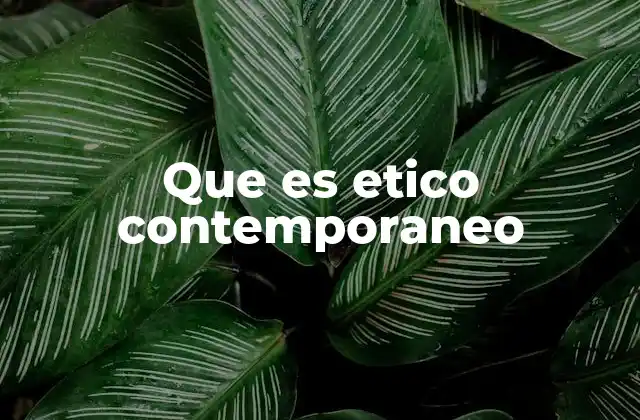 Que es Etico Contemporaneo