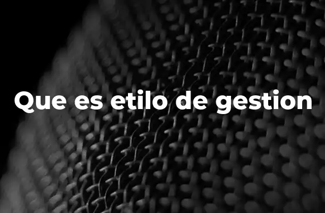 Que es Etilo de Gestion