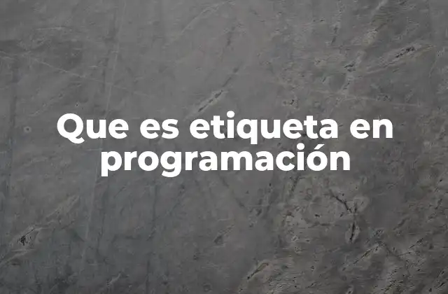 Que es Etiqueta en Programación 2 El papel de las etiquetas en la estructura de datos