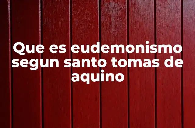 Que es Eudemonismo Segun Santo Tomas de Aquino 2 El eudemonismo como fundamento ético y trascendental