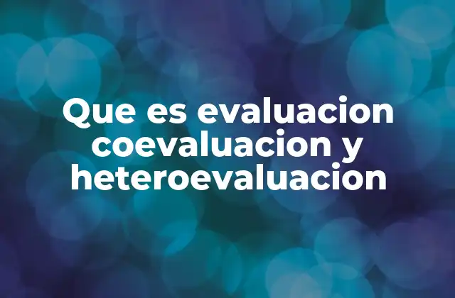 Que es Evaluacion Coevaluacion y Heteroevaluacion