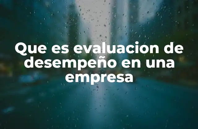 Que es Evaluacion de Desempeño en una Empresa