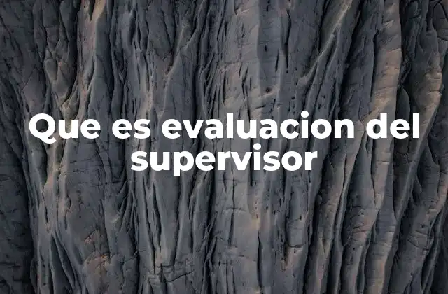 Que es Evaluacion Del Supervisor
