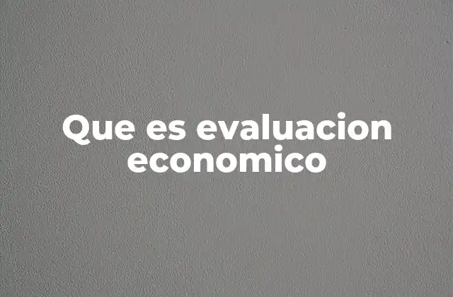 Que es Evaluacion Economico
