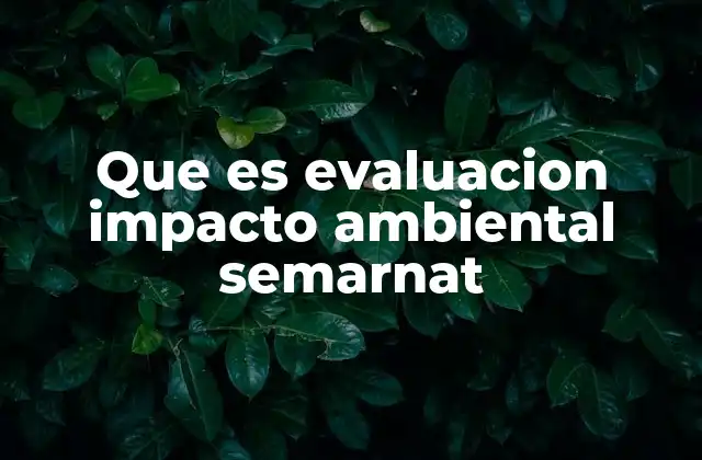 Que es Evaluacion Impacto Ambiental Semarnat