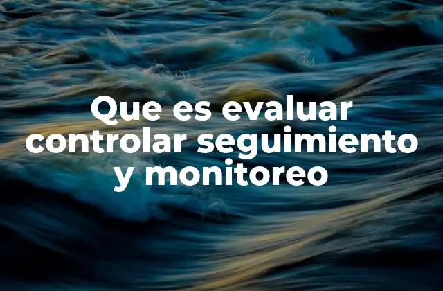 Que es Evaluar Controlar Seguimiento y Monitoreo