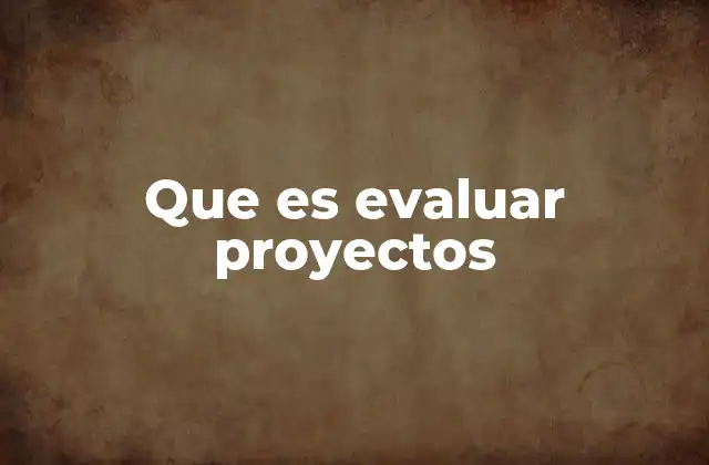 Que es Evaluar Proyectos