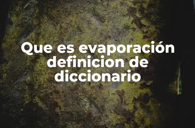 Que es Evaporación Definicion de Diccionario