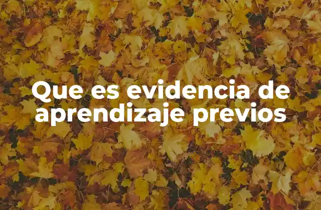 Que es Evidencia de Aprendizaje Previos