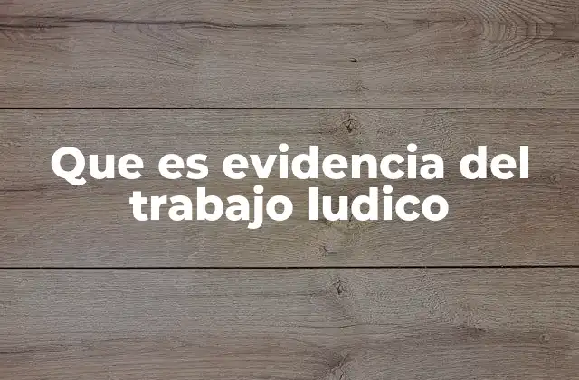 Que es Evidencia Del Trabajo Ludico