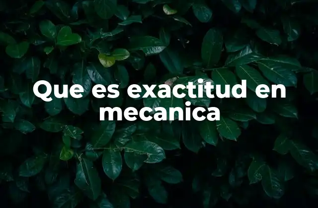 Que es Exactitud en Mecanica
