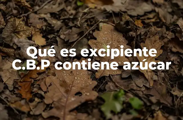 Qué es Excipiente C.b.p Contiene Azúcar