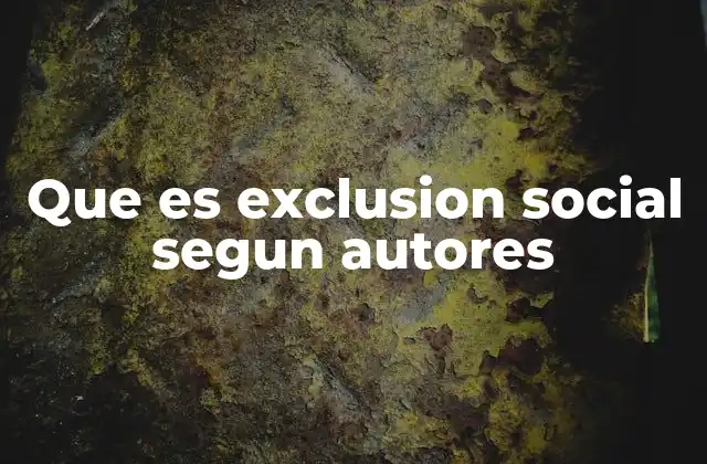 Que es Exclusion Social Segun Autores